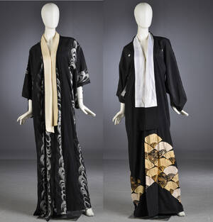 To kimonoer af silke, ca. 1950-60erne 2