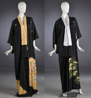 To kimonoer af silke, ca. 1950-60erne 2