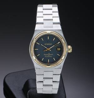 Eterna Kontiki Royal Quartz. Dameur i 18 kt. guld og stål med grå skive, ca. 1980erne