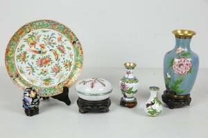 VASER, 3 st, LOCKASK samt ÄGG, cloisonné, samt FAT