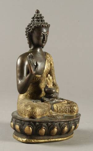 Siddende buddha af bronze 1900-tallets slutning