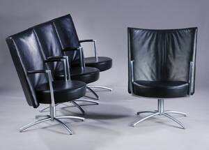 Johannes Foersom Peter Hjort-Lorentzen. Et sæt på fire Partner Lounge-chair kontorstol, model EJ-70, stor model. 4