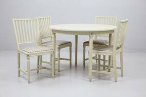 MATBORD med STOLAR, 4 st, grålackerat, gustaviansk stil, 1900-tal