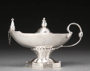 Georg Jensen. Cigartænder i form af olielampe af sølv 1930-45