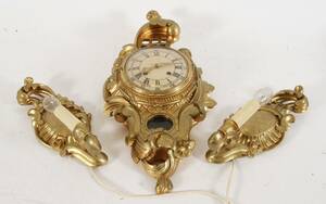 Väggpendyl med lampetter ett par, Rokoko-stil, 1900-tal