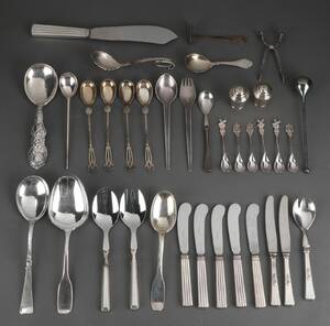 Georg Jensen, Heimbürger, Eval Nielsen m.fl. Samling sterling sølv mm. 34