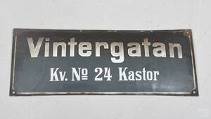 Emaljskylt, Vintergatan Kv. no 24 Kastor
