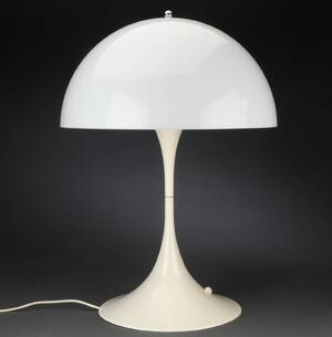 Verner Panton. Pantella bordlampe, hvid akryl plast