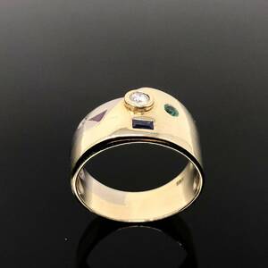 Ring besetzt mit Brillanten, Saphir, Rubin und Smaragd