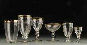 Lyngby Glasværk. Mågeglas med guldkant 45
