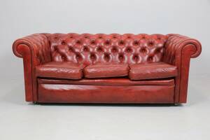 SOFFA, tresits, skinn, Chesterfield