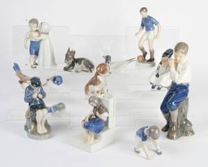 KglBG Samling porcelænsfigurer div. 13 dele, 1sort. 13