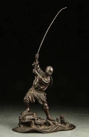 Japansk figur af bronze, Meiji