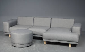 Dansk design 3 pers. sofa med chaiselong og puf 2