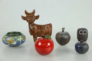 FIGURINER, 5 st, samt skål, bl.a. Lars Bergsten, Rolf Berg