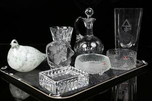 PARTI skålar, karaff, figurin, konstglas, vaser, bl.a. Lasilandia, Iittala