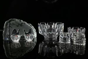 PARTI med skålar, 2 st Lars Hellsten, Corona, ljusstakar, två par, Orrefors samt glasblock, Nybro