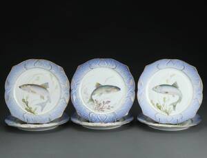 Royal Copenhagen. Seks fisketallerkener nr. 3002 6