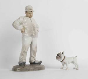 Bing Grøndahl Murer og Bulldog. To figurer af porcelæn. 2