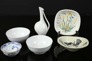 SKÅLAR, 2 st, Swedish grace, Ostindia, fat, Rörstrand, hänkelvas, Rosenthal, samt skål, Arabia