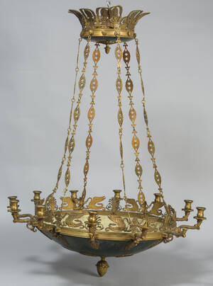 Lysekrone loftlampe i fransk sen-empireform, ca. 1900