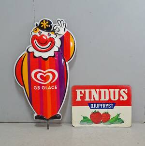 2 st skyltar, GB-gubben samt Findus