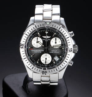 Breitling Colt Chronograph. Herreur i stål med sort skive - cert. 2005