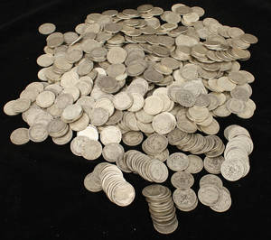 Samling svenska mynt 1 kr 1875-1941ca 600 st