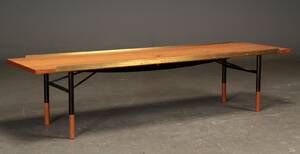 Finn Juhl. Sofabord bænk af teak og messing, Onecollection