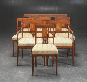 Sofabænk, to armstole og fire stole i Empire stil 1900-tallet. 7