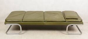 OKÄND DESIGNER. Dagbädd, stålrör med läderklädsel, 195060-tal.