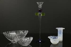 PARTI med skålar, vas, samt konstglas, Bohemia art glass