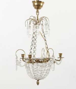 Kristallkrona med tre ljusarmar, Empire-stil, 1900-tal