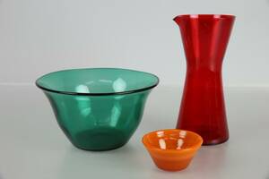KARAFF, Reijmyre, SKÅL, grönt glas, samt MINIATYRSKÅL, Erik Höglund