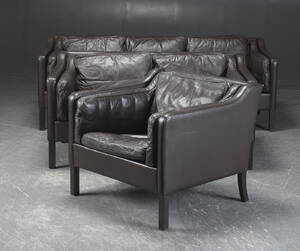 To-personers, Tre-personers sofa samt lænestol, læder 3