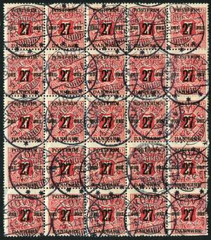 AFA 87 1918. Provisorie. 277 Øre, rød, 25 blok –º