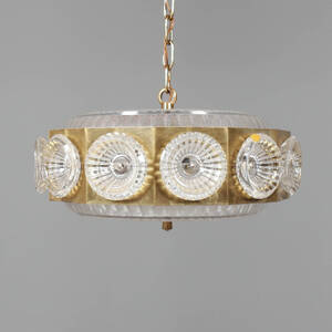 TAKLAMPA, glas och metall, märkt Bohemia Glass, Tjeckoslovakien