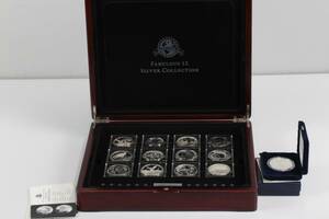 SCHATULL med minnesmynt, 12 st, samt minnesmynt, 1 st, silver