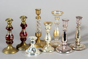 Großes Konvolut Tischleuchter, Glas, Metall. 19.20.Jh. 8