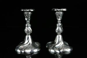 LJUSSTAKAR, ett par, silver, Thorvald Marthinsen sölvvarefabrik, Norge