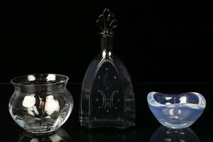 KARAFF, samt skålar, 2 st, bl.a. Sven Palmqvist, Selena, Orrefors