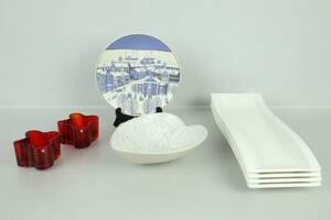 PARTI med ljusstakar, ett par, Iittala, skål, uppläggningsfat, 4 st samt jultallrik, Arabia