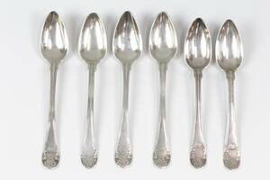 DESSERTSKEDAR, 6 st, silver, Gammal Fransk, 1830-1840-tal, 135 g