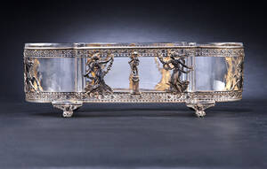 Fransk jardinière i glas med sølvmontering, 1800-tallet