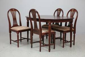 MATBORD, med STOLAR, 4 st, mahogny, Axet, gustaviansk stil