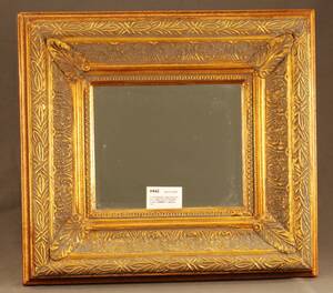 GULDSPEGEL 1800-TALETS SLUT MED FACETTSLIPAT GLAS, RAMMÅTT 38X34,5 CM