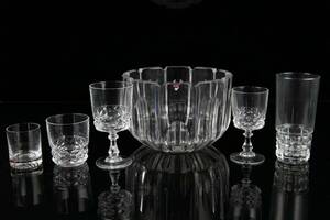 GLASSERVIS, selterglas, 5 st, Skruf, skål, Orrefors