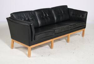 Skippers Furniture,Tre-pers sofa af sort læder
