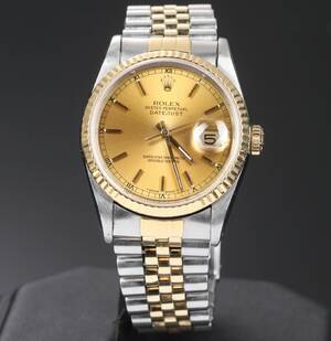 Rolex Datejust, 18kt guld og stål. Herrearmbåndsur. 1991