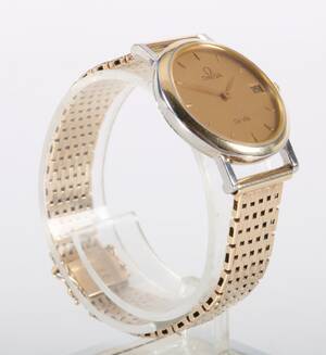 Omega De Ville ur med mustensrem af 8 kt guld